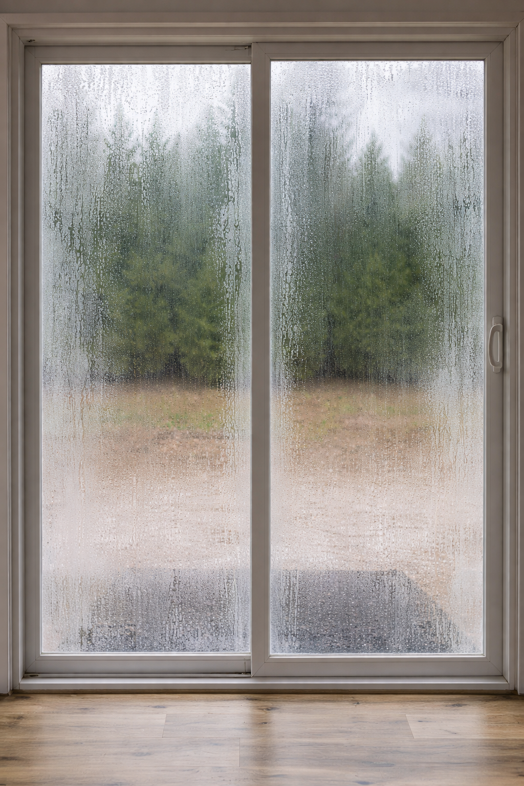 Broken seal door or sidelight glass before replacement in Central Indiana